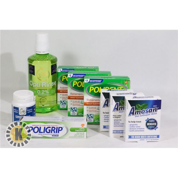 BAG OF ASSORTED DENTURE PRODUCTS