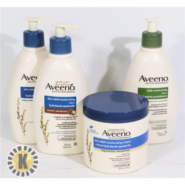 BAG OF ASSORTED AVEENO SKIN CARE PRODUCTS