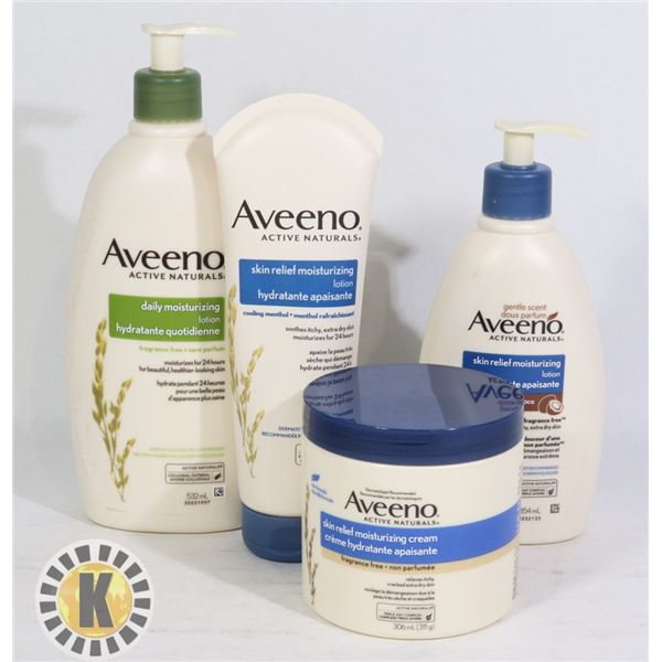 BAG OF ASSORTED AVEENO SKIN CARE PRODUCTS