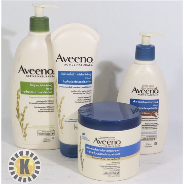 BAG OF ASSORTED AVEENO SKIN CARE PRODUCTS