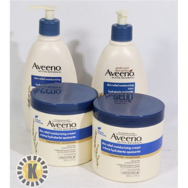 BAG OF ASSORTED AVEENO SKIN CARE PRODUCTS