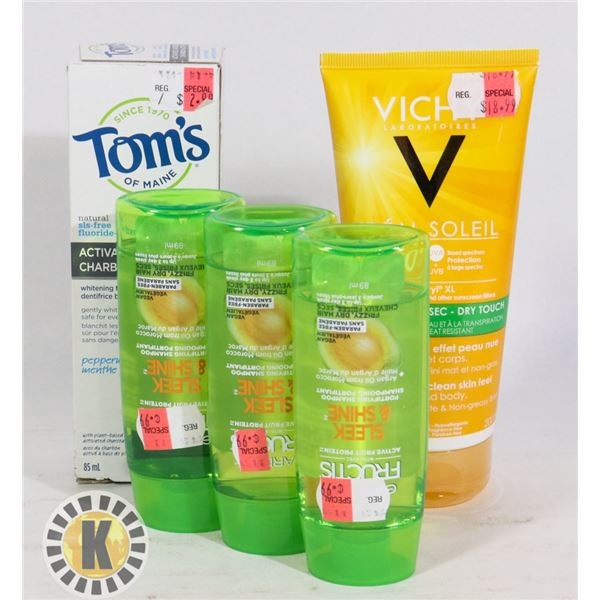 BAG OF ASSORTED HAIR AND DENTURE PRODUCTS