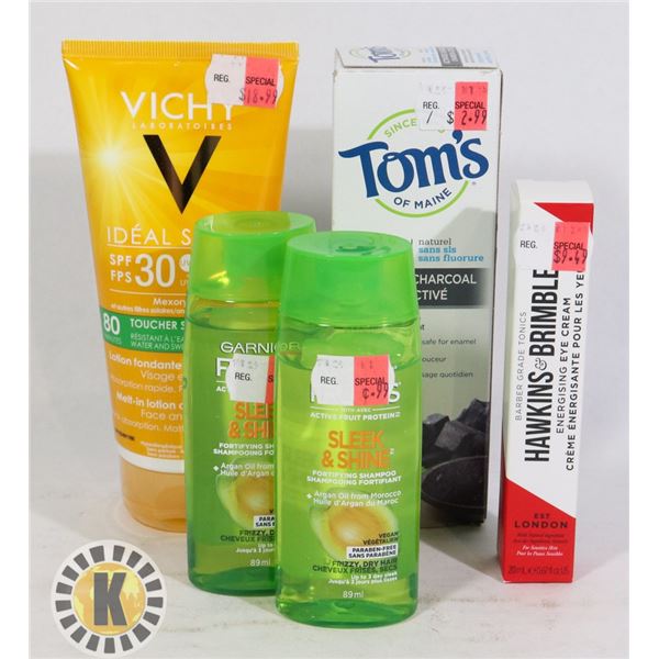 BAG OF ASSORTED HAIR AND DENTURE PRODUCTS