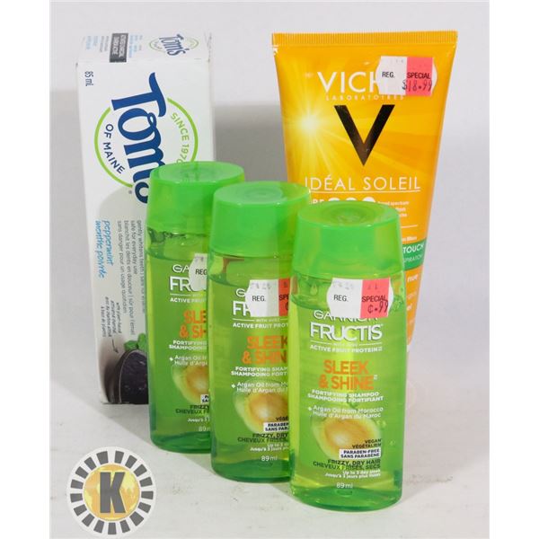 BAG OF ASSORTED HAIR AND DENTURE PRODUCTS