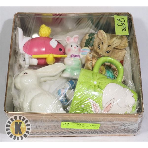 BOX OF MUGS AND FIGURES