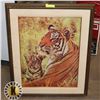Image 1 : 32.5" BY 26.5" CLOTHED WALL ART- TIGRESS AND CUB