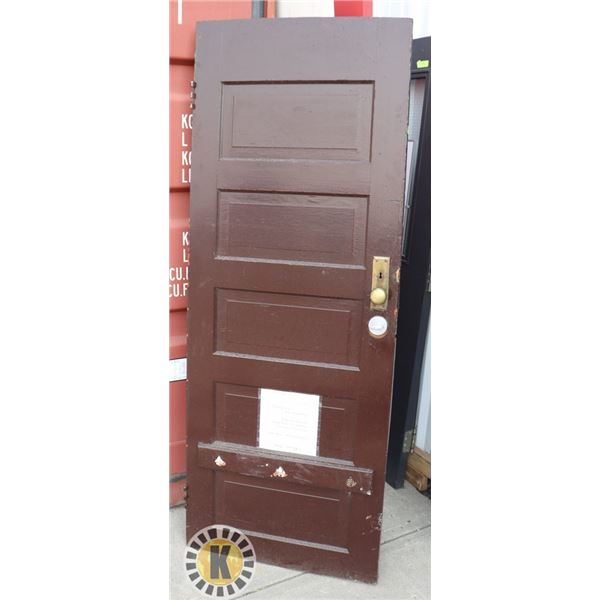VINTAGE WOOD INTERIOR DOOR WITH HARDWARE