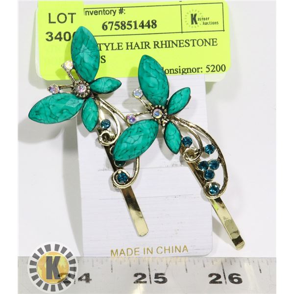 VINTAGE STYLE HAIR RHINESTONE BOBBIE PINS