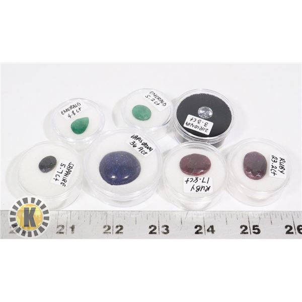 x7 GENUINE GEMSTONES RUBY, EMERALD, SAPPHIRE, LAPI