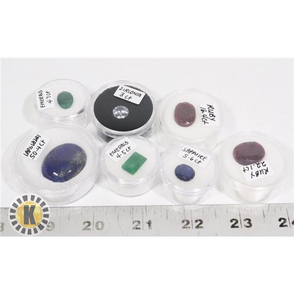 x7 GENUINE GEMSTONES RUBY, EMERALD, SAPPHIRE, LAPI