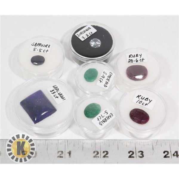 x7 GENUINE GEMSTONES RUBY, EMERALD, SAPPHIRE, LAPI