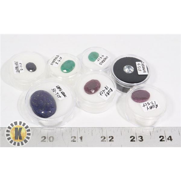 x7 GENUINE GEMSTONES RUBY, EMERALD, SAPPHIRE, LAPI
