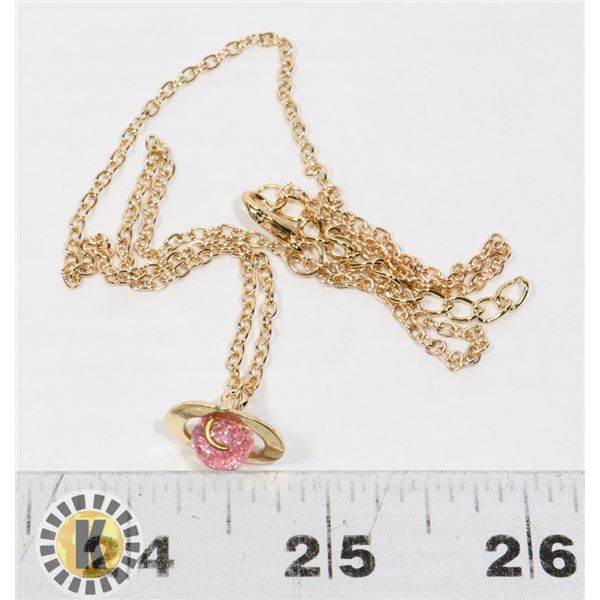 NEW GOLD TONE CHAIN WITH PLANET CHARM