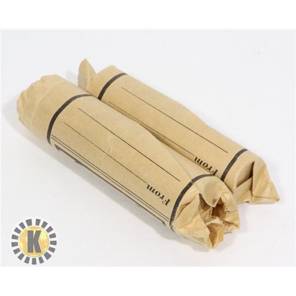 TWO ROLLS OF ASSORTED CANADIAN PENNIES