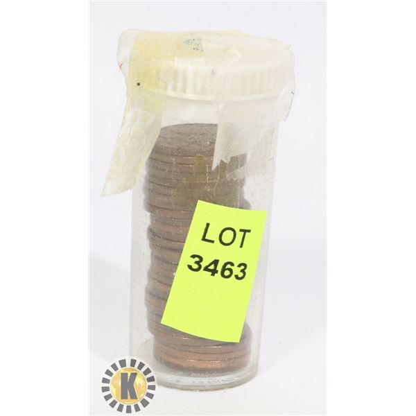 TUBE OF CANADIAN PENNIES, ALL APPEAR TO BE 1965