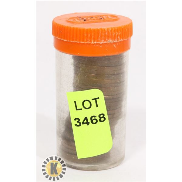 TUBE OF AMERICAN PENNIES, APPEAR TO BE FROM 1960S