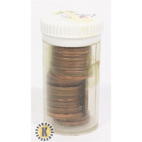TUBE OF 1965 CANADIAN PENNIES