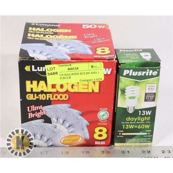4 LUMINUS HALOGEN BULBS AND 1 PLUSRITE BULB