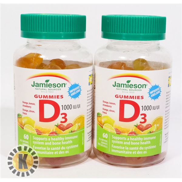 TWO BOTTLES OF JAMIESON D3 GUMMIES