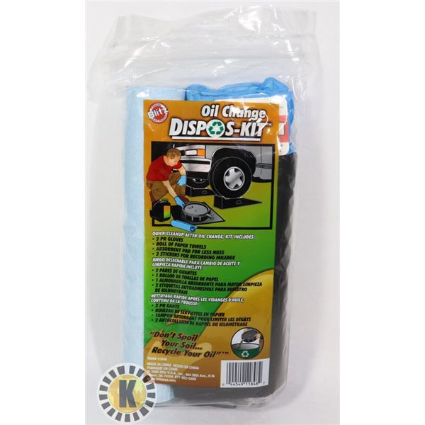NEW OIL CHANGE KIT 2PR GLOVES, ROLL OF PAPER TOWEL