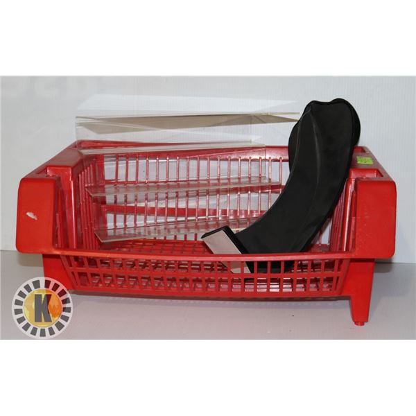 1 LARGE BASKET, TIERED DISPLAY & NECKLACE DISPLAY