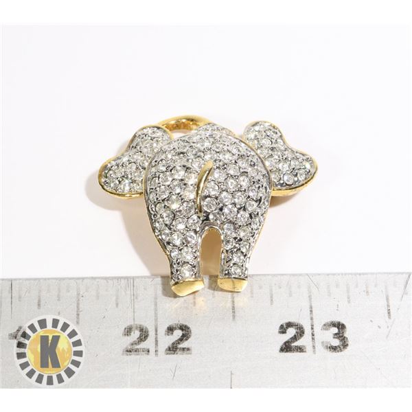 930-102 GOLD COLOUR CRYSTAL BACK OF ELEPHANT BROACH