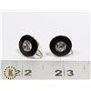 Image 1 : 955-111  EARRINGS JEWEL IN CENTER BLACK A