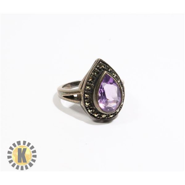 925-108 SILVER COLOUR BAND TEAR DROP SETTING W/ LARGE