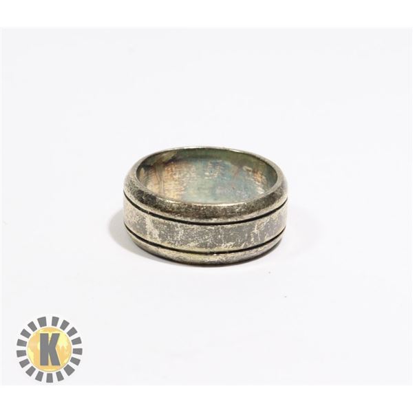 925-123 SILVER COLOUR BAND W/ 2 LINES RING - SILVER