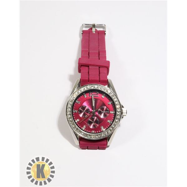 945-133 ACCUTIME WATCH CORP ROUND RHINESTONE FACE-