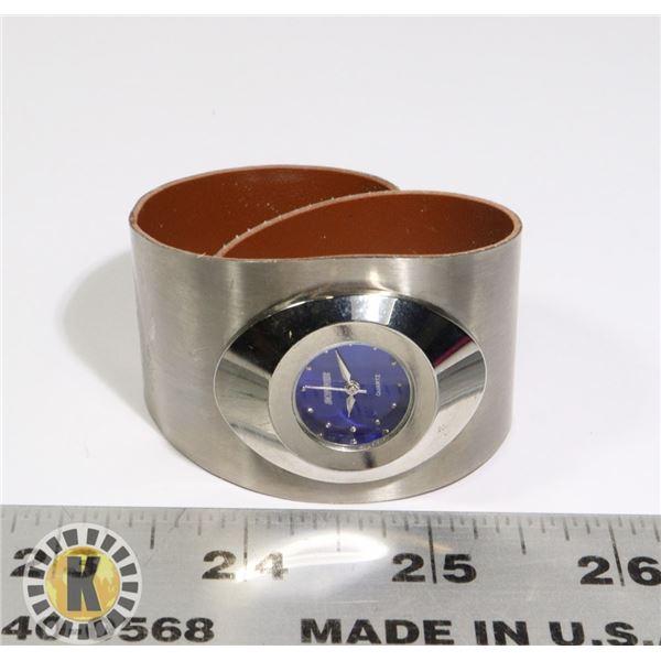 945-130 SONNIE QUARTZ METAL WATCH BAND W/ LEATHER