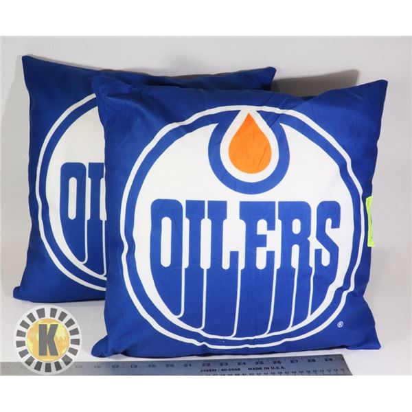LOT OF TWO ONE OF A KIND OILERS PILLOWS (WASHABLE)