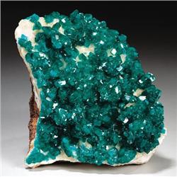 Dioptase on White Calcite Matrix
