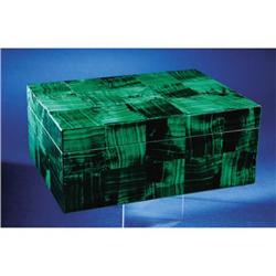 INTENSELY CHATOYANT MALACHITE CHECKERBOARD BOX