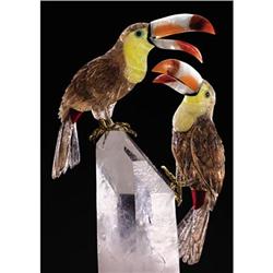TOUCAN COUPLE on QUARTZ CRYSTAL BASE
