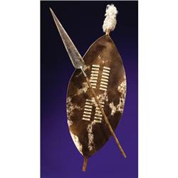 AUTHENTIC ZULU STABBING SPEAR AND SHIELD
