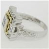 Image 2 : 18K TT Gold 0.80 ctw Princess Round & Baguette Diamond Etched Square Platter Rin