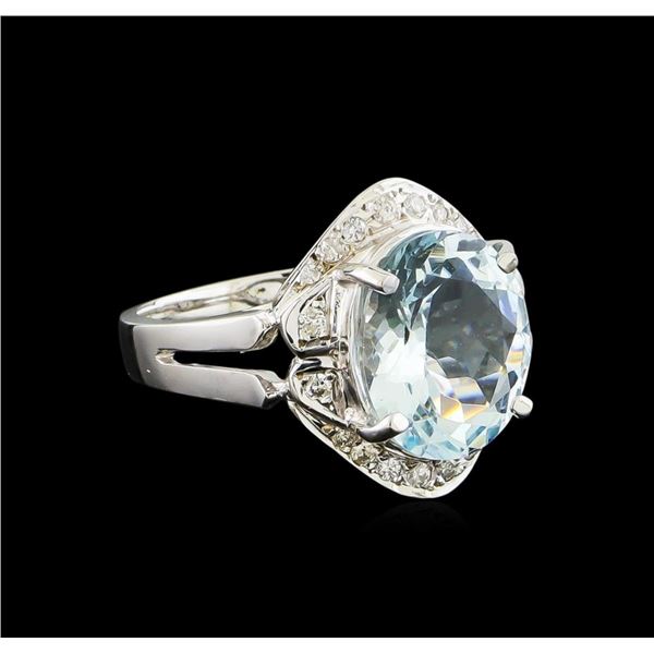 3.85 ctw Aquamarine and Diamond Ring - 14KT White Gold