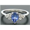 Image 2 : 14K White Gold .93 ctw Pear Cut Solitaire Tanzanite & Round Diamonds Accents Rin