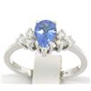 Image 3 : 14K White Gold .93 ctw Pear Cut Solitaire Tanzanite & Round Diamonds Accents Rin