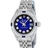 Image 3 : Rolex Ladies Stainless Steel Blue Vignette Diamond & Sapphire Datejust Wristwatc