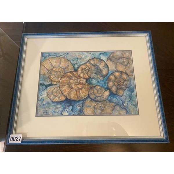 "The Chambered Nautilus" Framed WaterColour on Gesso by Janie Lockwood 20"W x 16"H