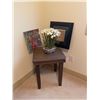 Image 1 : Small Table 18"W x 18"D x 22"H with Black Frame - Artificial Flowers - Canvas Painting