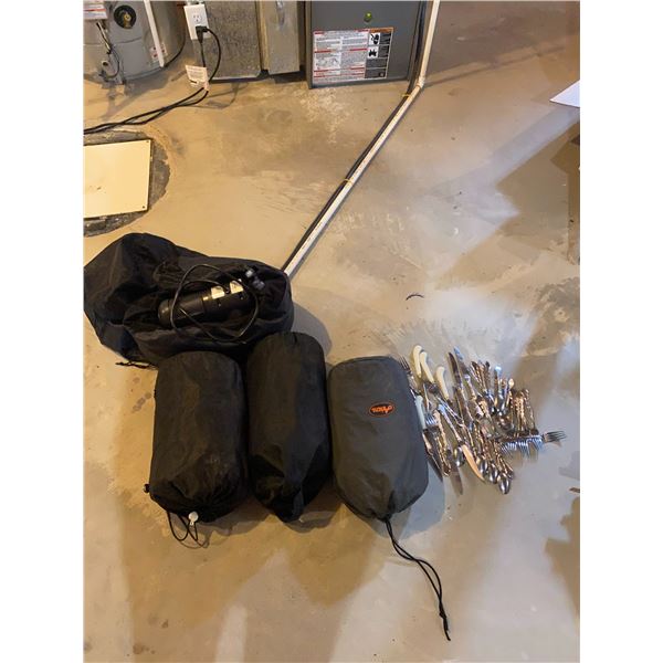 Camping Gear. Sleeping Bags - Air Mattress - Flatware