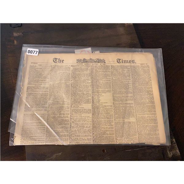 "The Times" January 1885 Newspaper
