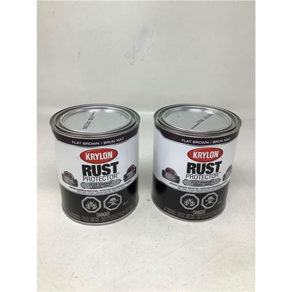 Krylon Rust Protection Paint Lot of 2 x 946ml Flat Brown