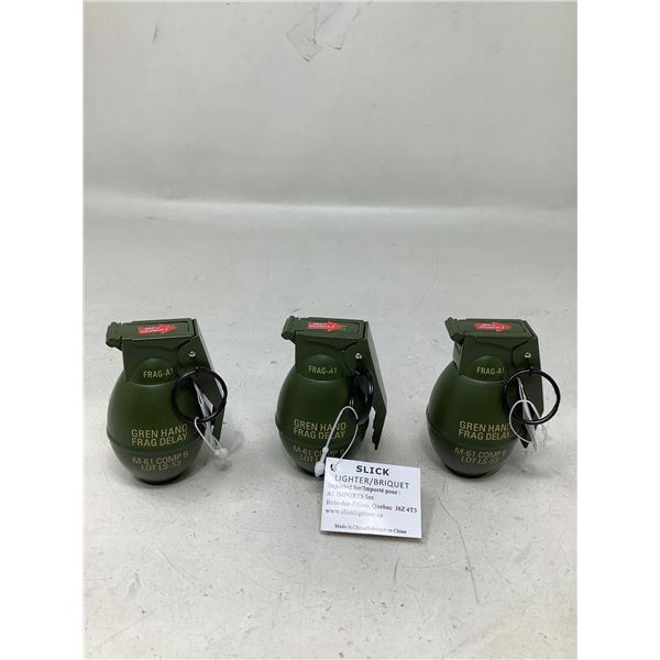 Frag Grenade Lighter Lot Of 3