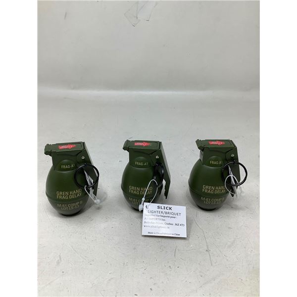 Frag Grenade Lighter Lot Of 3