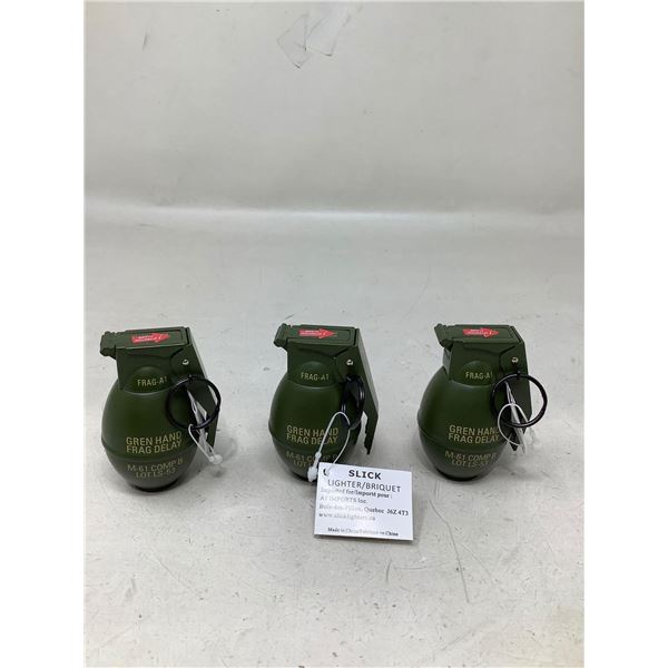 Frag Grenade Lighter Lot Of 3
