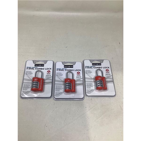 Samsonite Travel Sentry 3 Dial Combo Lock Lot Of 3